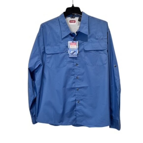 NEW Wrangler Work Shirt Blue Long Sleeve Quick Dry Mens Size 3XL - Picture 1 of 12